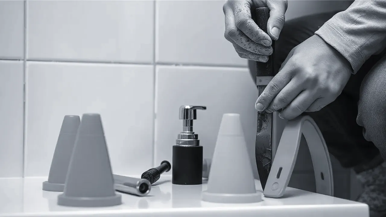 Tools and site markers used in Bathroom installation