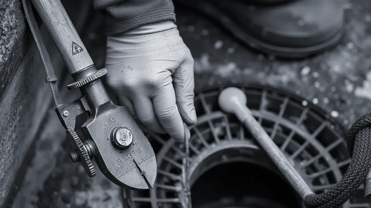 Tools and site markers used in Blocked drain clearance